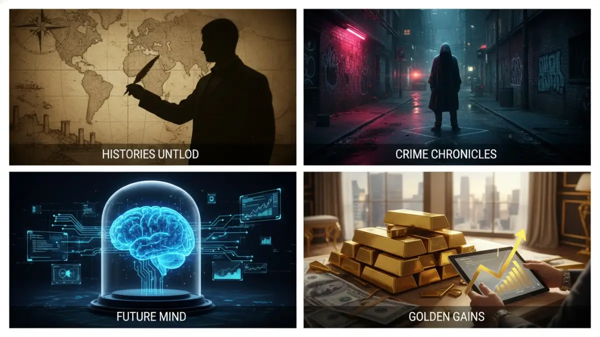 A collage of high-quality AI art generated for Faceless YouTube channels